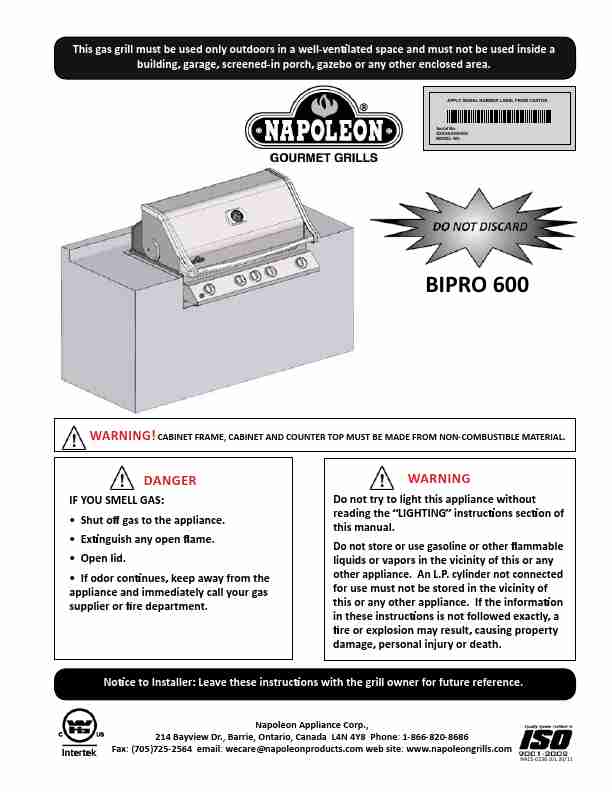 Napoleon Grills Charcoal Grill BIPRO 600-page_pdf